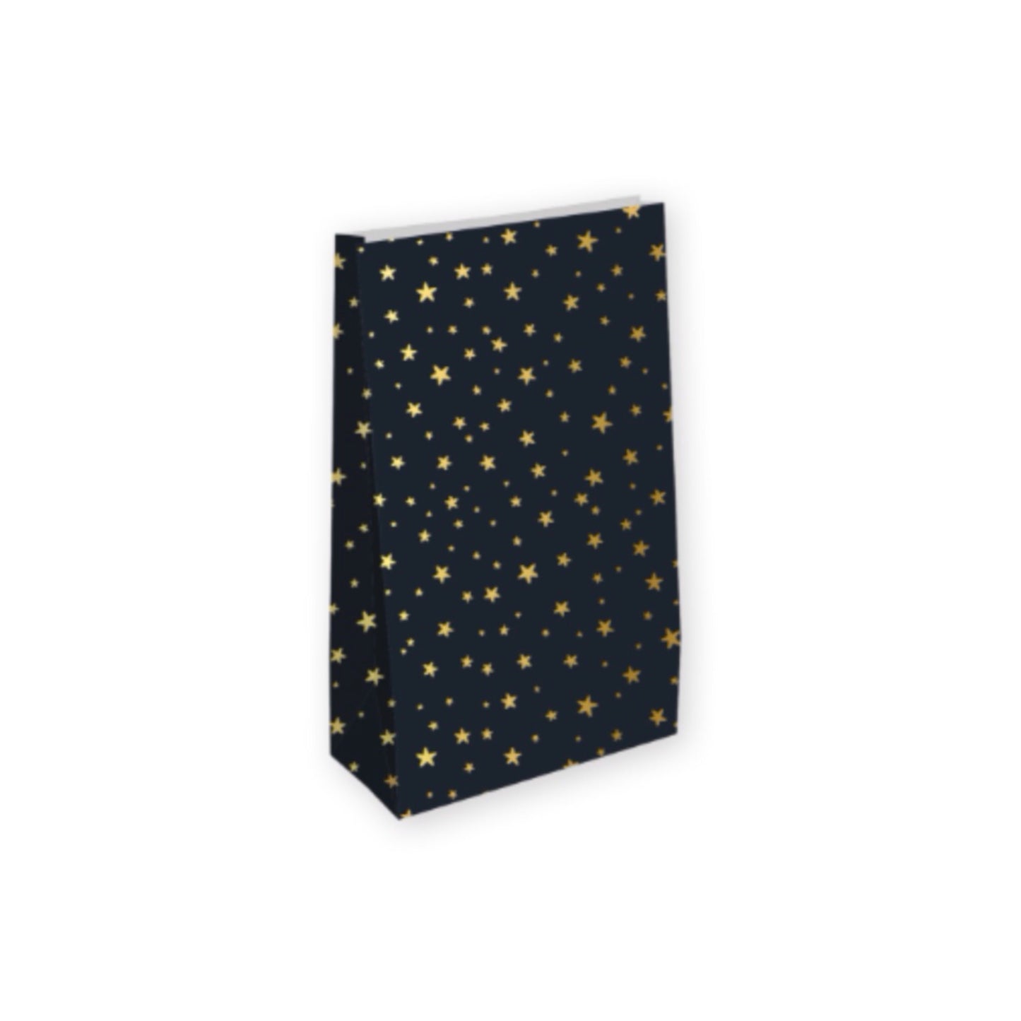 Blokbodemzakken - little stars - zwart/goud - 14x8x26 cm - 2 stuks