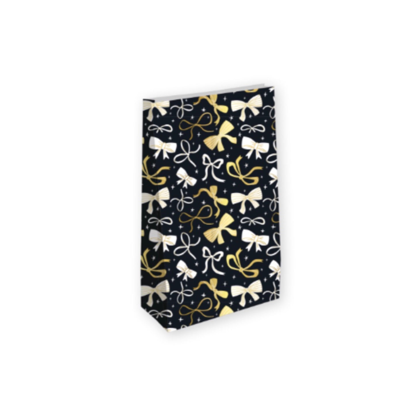 Blokbodemzakken - strikjes - zwart/goud - 14x8x26 cm - 2 stuks