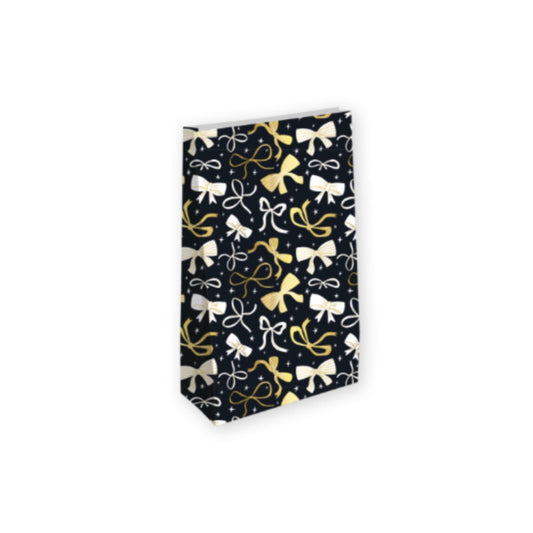 Blokbodemzakken - strikjes - zwart/goud - 14x8x26 cm - 2 stuks