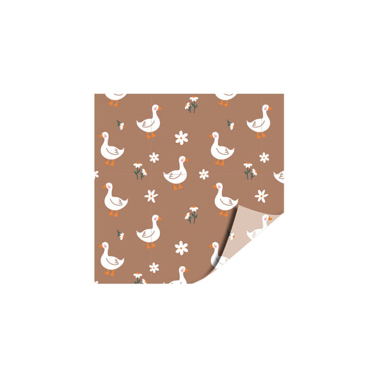 Cadeaupapier - baby gansjes - bruin - 30x200 cm