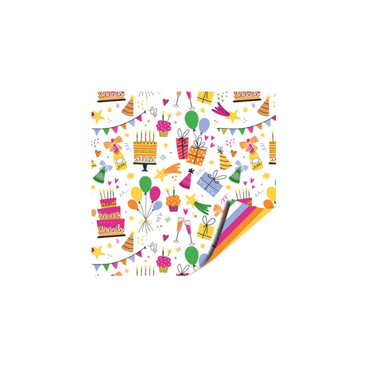 Cadeaupapier - birthday doodles - meerkleurig - 30x200 cm