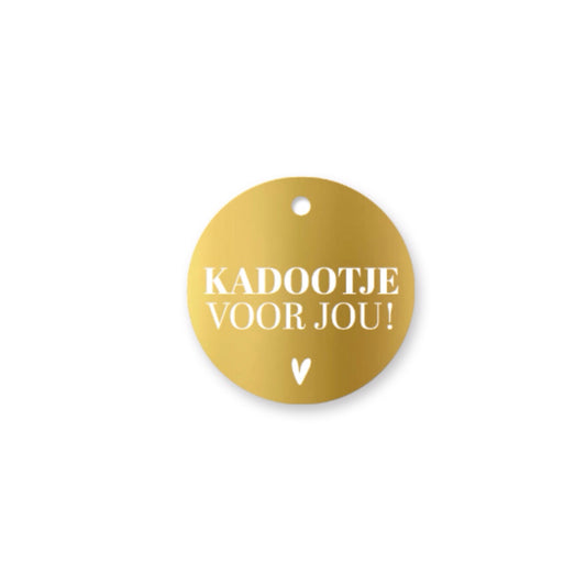 Cadeaulabel - kadootje voor jou - goud/wit - 6 cm