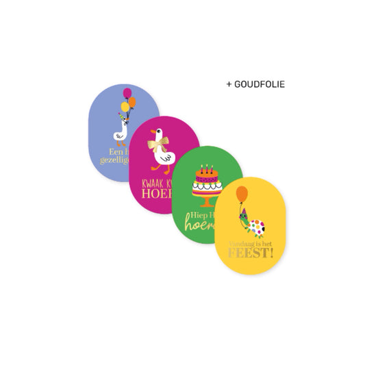 Cadeaustickers - verjaardag - meerkleurig - 8 stuks