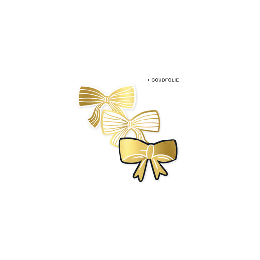 Cadeaustickers - strikjes - goud - 9 stuks