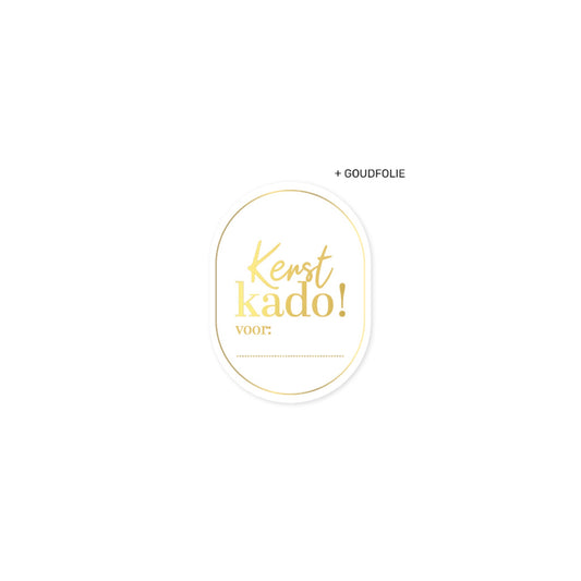 Cadeaustickers - kerst kado voor... - wit/goud - 10 stuks