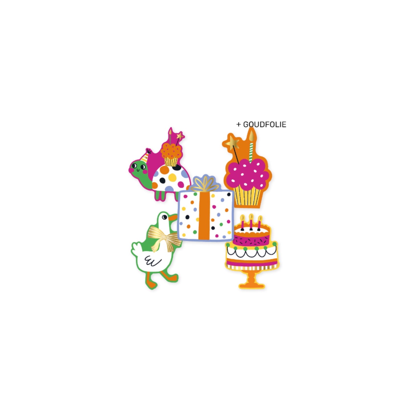 Cadeaustickers - birthday doodles - meerkleurig - 10 stuks