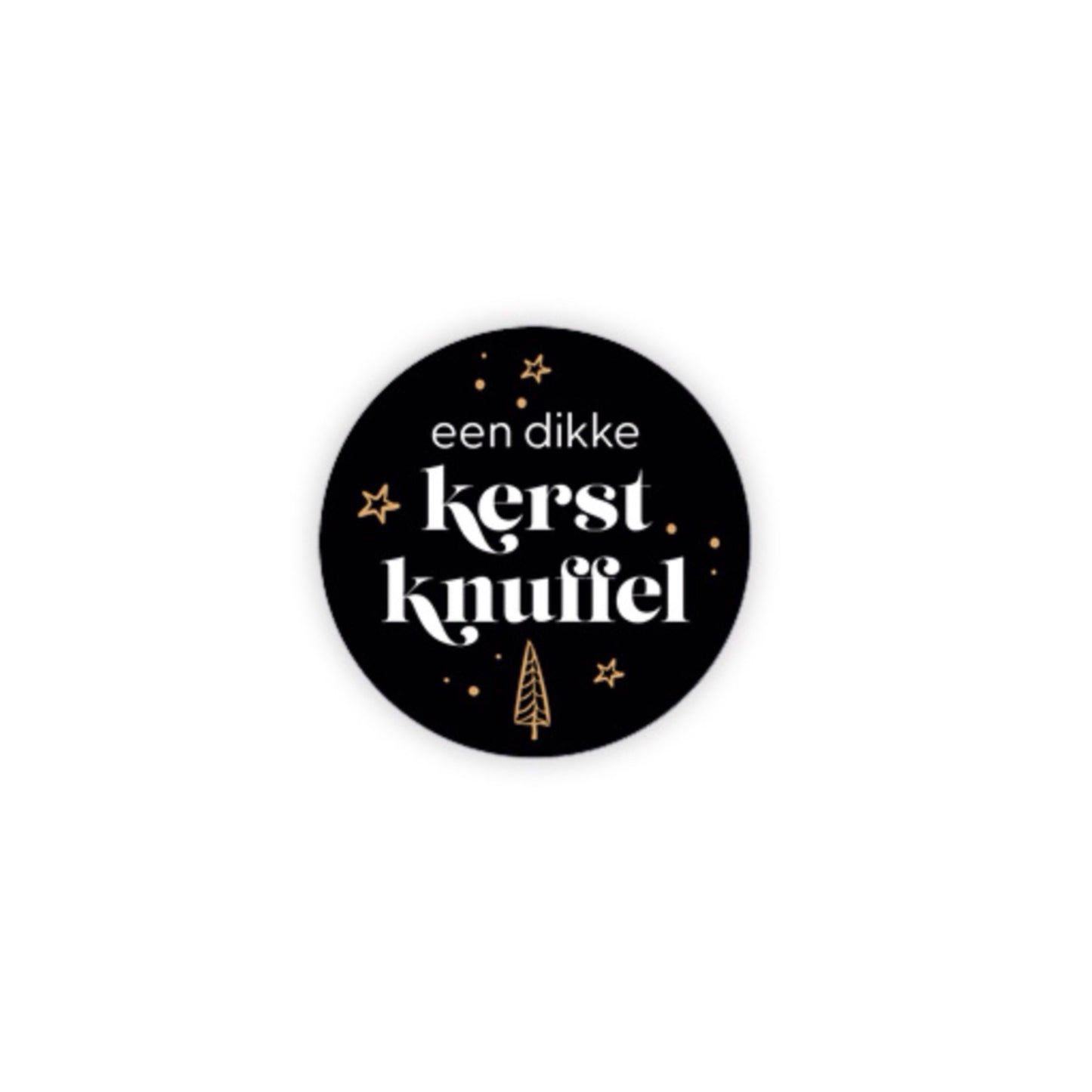 Cadeaustickers - een dikke kerstknuffel - zwart - 3,5 cm - 10 stuks