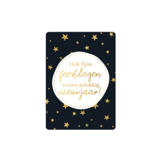 Minikaartje - hele fijne feestdagen - zwart/wit/goud - A7