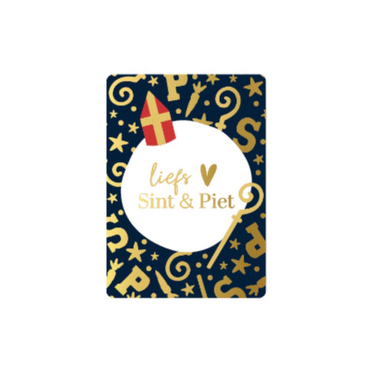 Ansichtkaart - liefs sint en piet - donkerblauw - A6