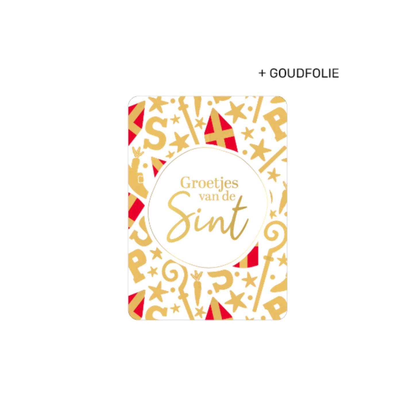 Minikaartje - groetjes van de sint - rood/goud/wit - A7
