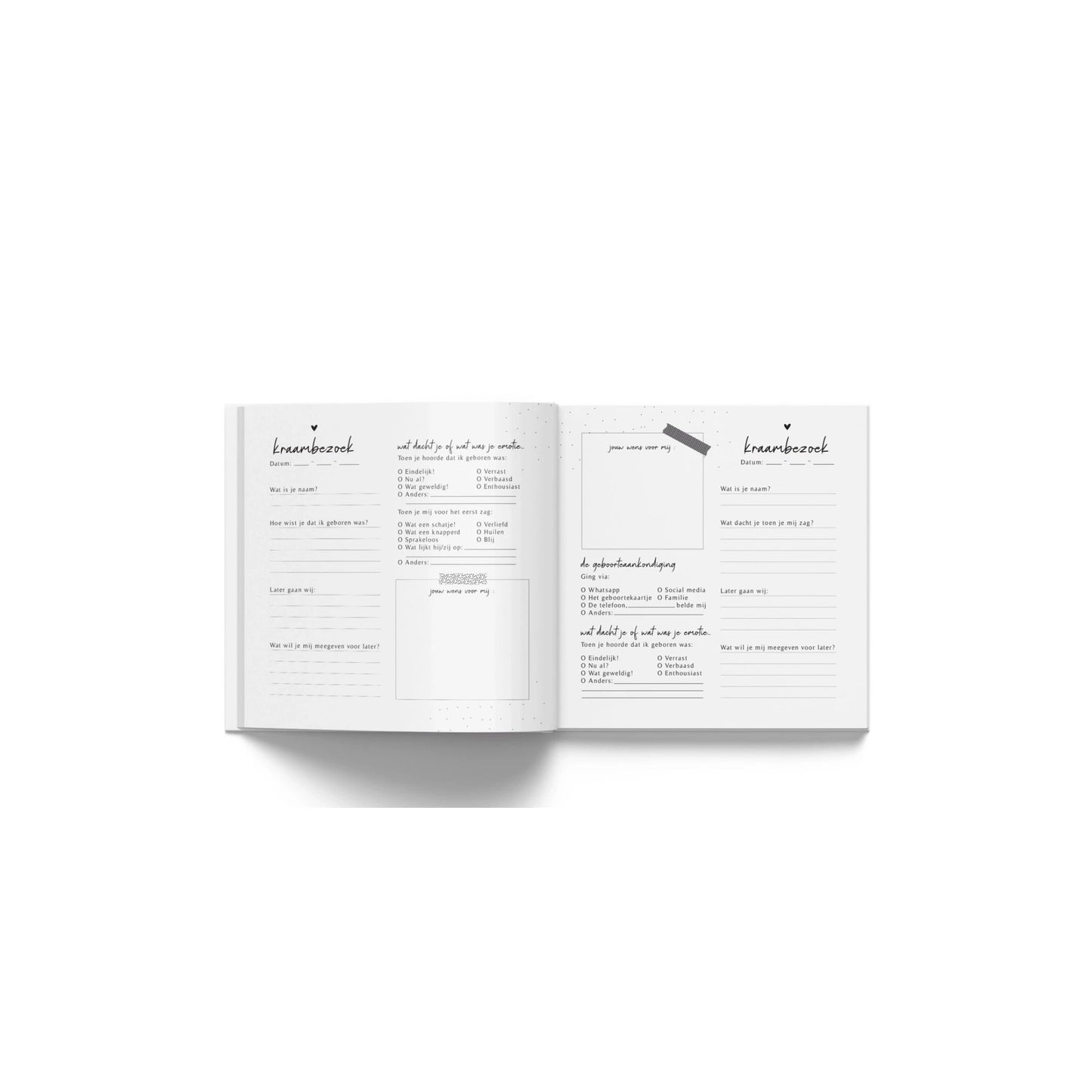 Baby invulboek - kraambezoek - 21x21 cm - 45 pagina’s