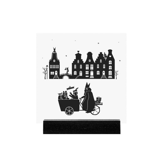 Forex tegeltje - Sinterklaas - 16x16 cm - met houder