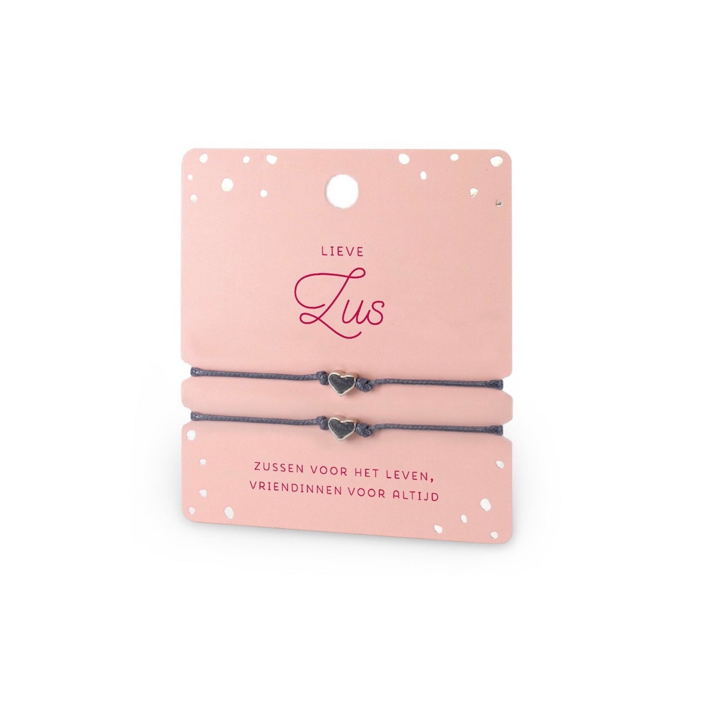 Geluksarmbandje - lieve zus - zilverkleurig - set van 2 armbandjes