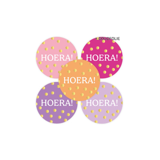 Cadeaustickers - hoera - 10 stuks