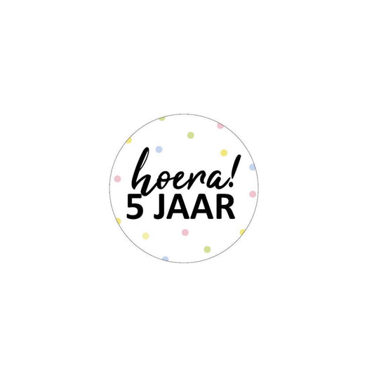 Cadeaustickers | hoera 5 jaar (10 stuks)