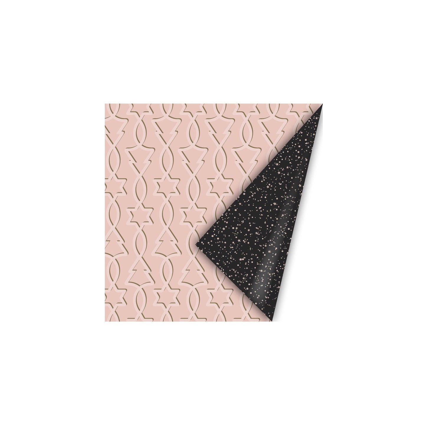 Cadeaupapier | trees and stars roze (2 meter)