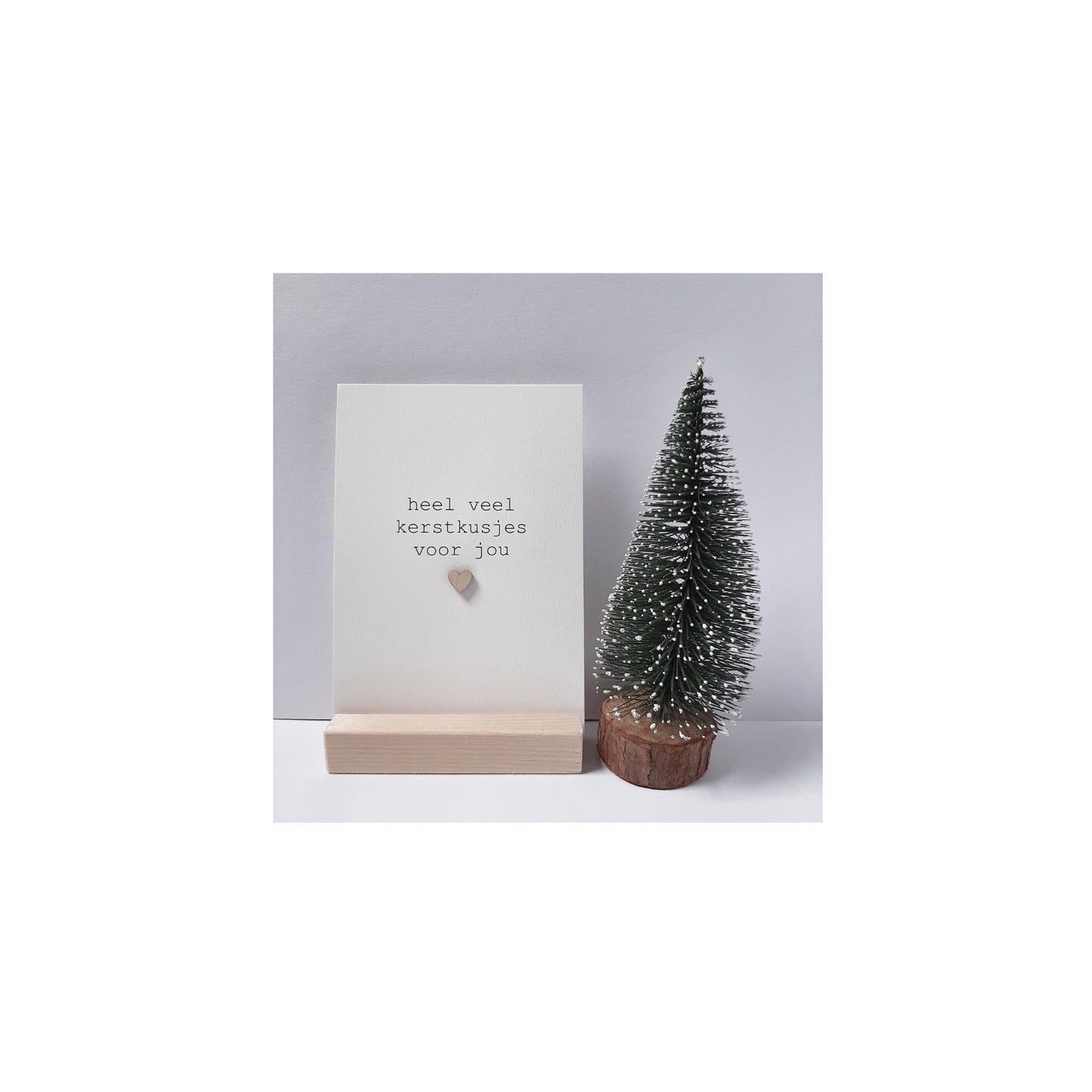 Kaart met houten hartje | kerstkusjes voor jou