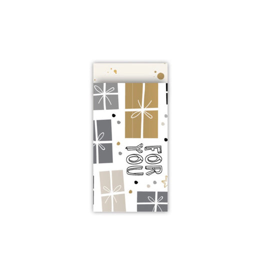 Cadeauzakjes - for you - zwart/wit/goud - 7x13 cm - 5 stuks