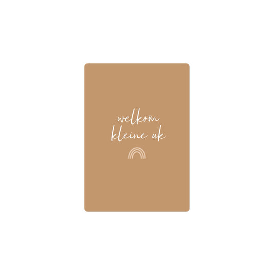 Babykaart - Welkom kleine uk - Beige - A6 formaat
