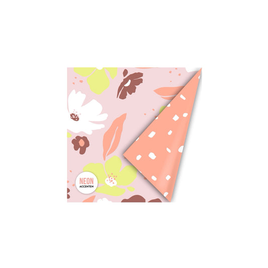 Cadeaupapier - fresh flowers - roze - 30x200 cm