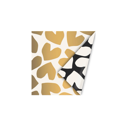 Cadeaupapier - big solo hearts - goud - 30x200 cm