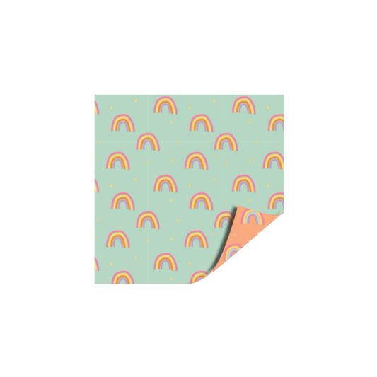 Cadeaupapier - regenboogjes - mint - 30x200 cm