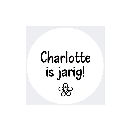Gepersonaliseerde sticker | jarig + naam (per stuk)