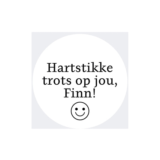 Gepersonaliseerde sticker | hartstikke trots op jou + naam (per stuk)
