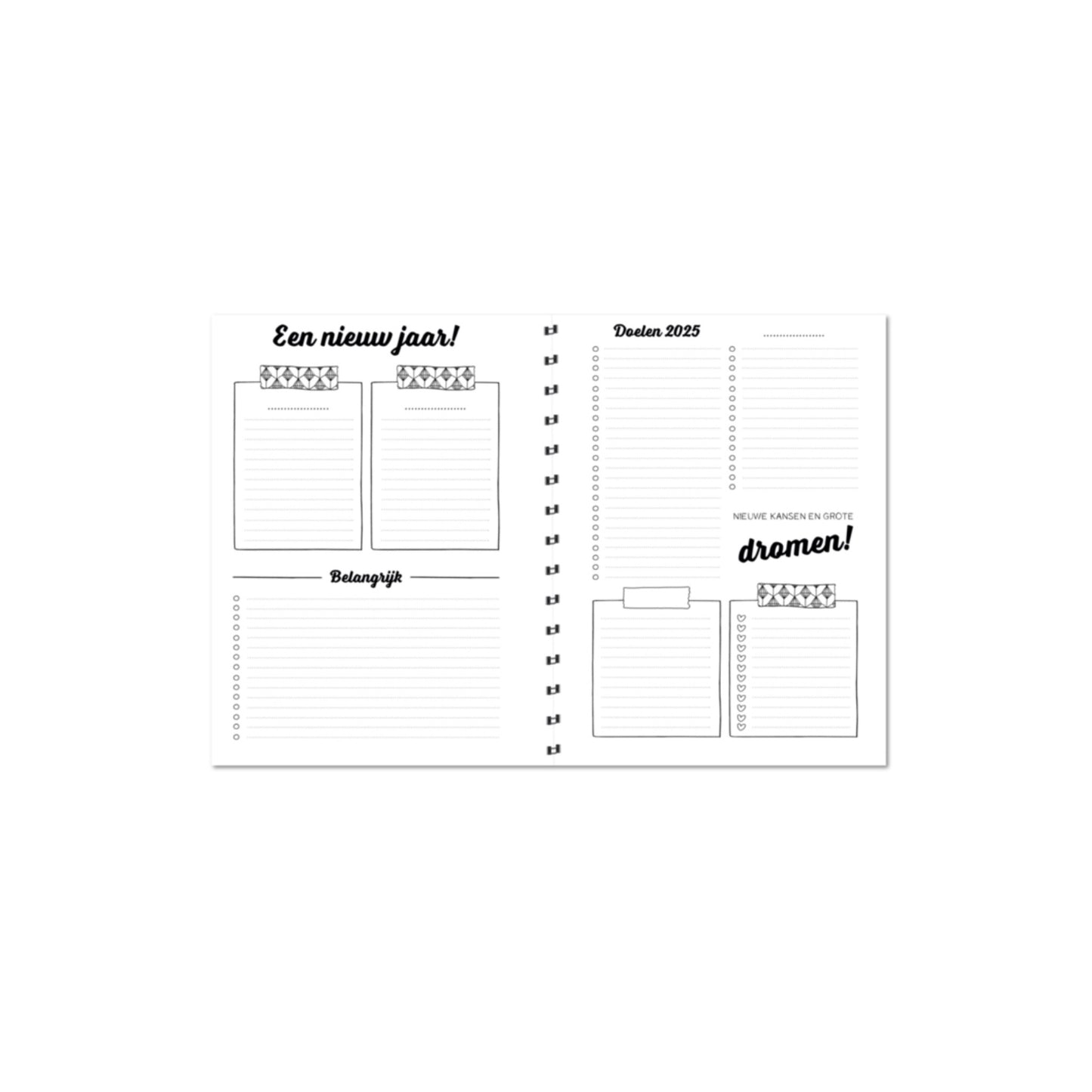 Agenda 2025 - zwart/wit - verticale indeling - A5 formaat