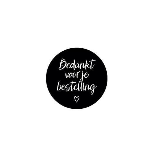 Cadeaustickers - bedankt voor je bestelling - zwart - 10 stuks