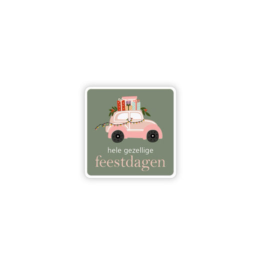 Cadeaustickers - hele gezellige feestdagen - groen - 10 stuks
