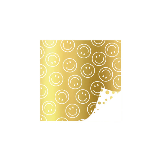 Cadeaupapier - smileys - goud/wit - 30x200 cm