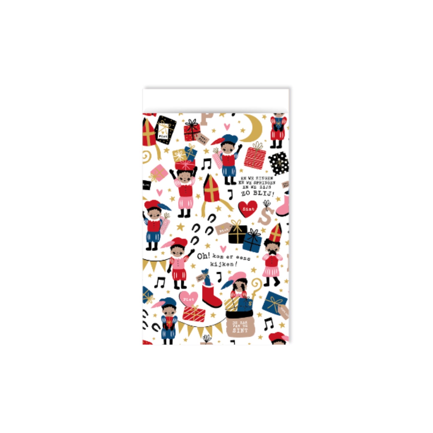 Cadeauzakjes - pieten party - meerkleurig - 12x19 cm - 5 stuks