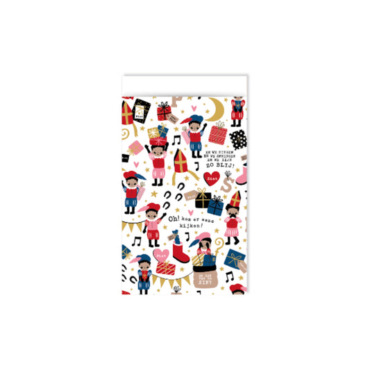 Cadeauzakjes - pieten party - meerkleurig - 12x19 cm - 5 stuks