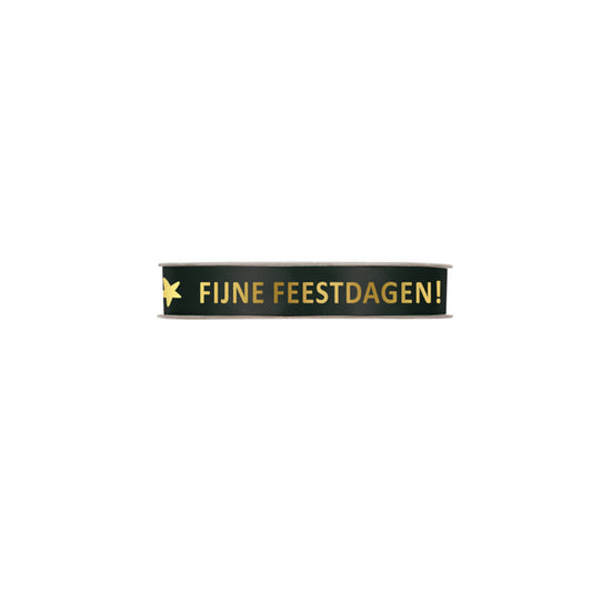 Satijnlint - fijne feestdagen - zwart - 3 meter