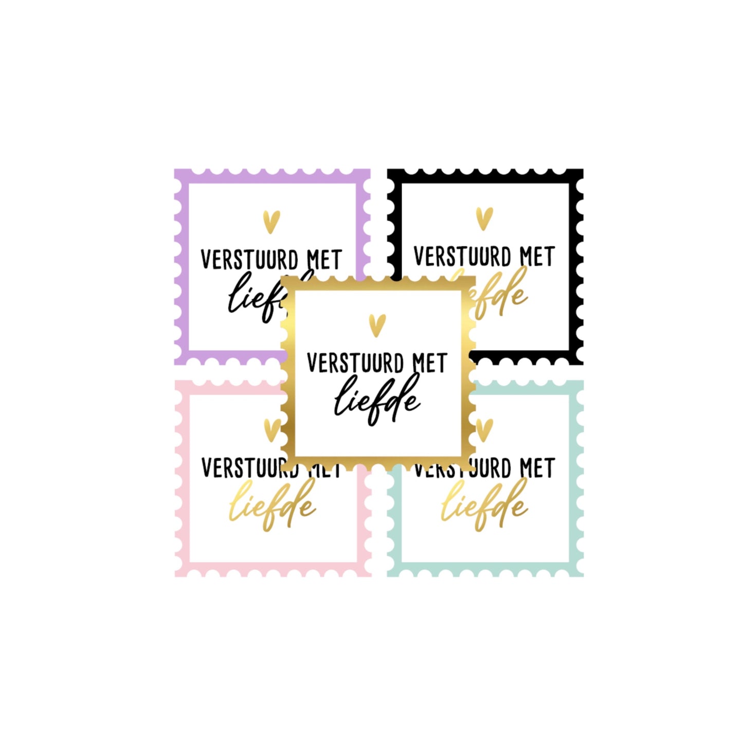 Cadeaustickers - verstuurd met liefde - meerkleurig - 10 stuks