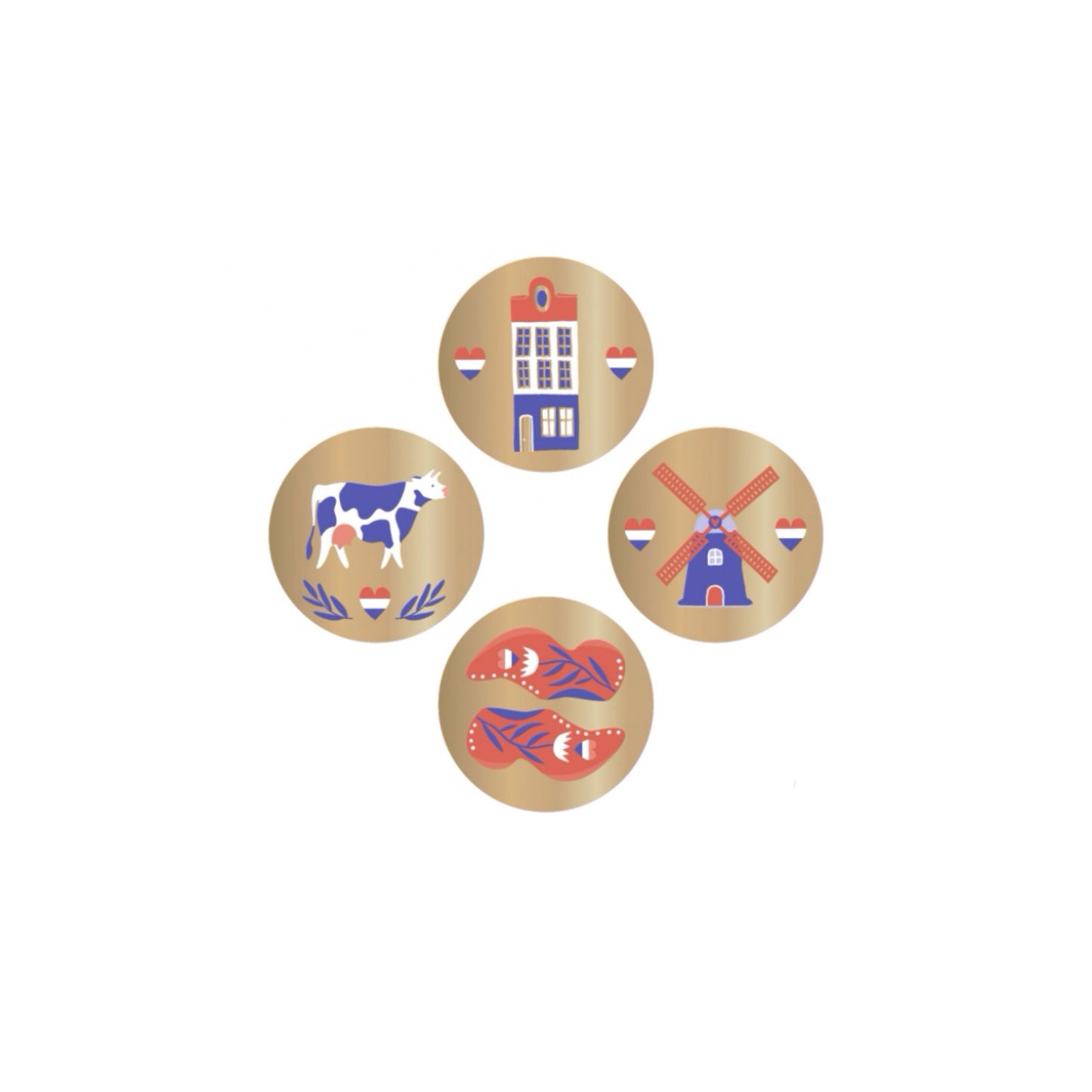 Cadeaustickers - Holland - goud - 8 stuks