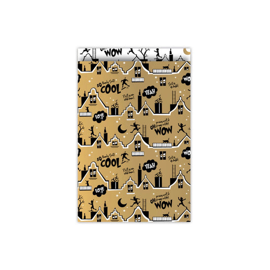 Cadeauzakjes - cool sint - goud - 17x25 cm - 5 stuks