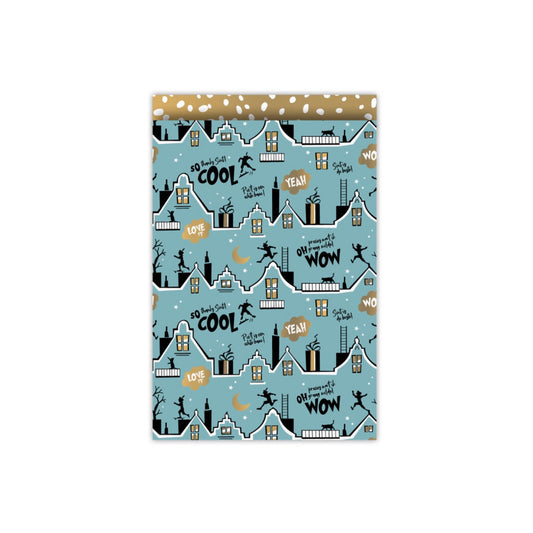 Cadeauzakjes - cool sint - blauw - 17x25 cm - 5 stuks