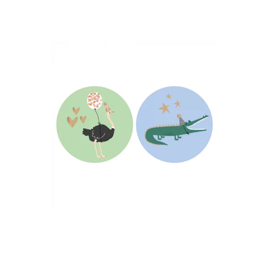 Cadeaustickers - animals - groen/blauw - 10 stuks