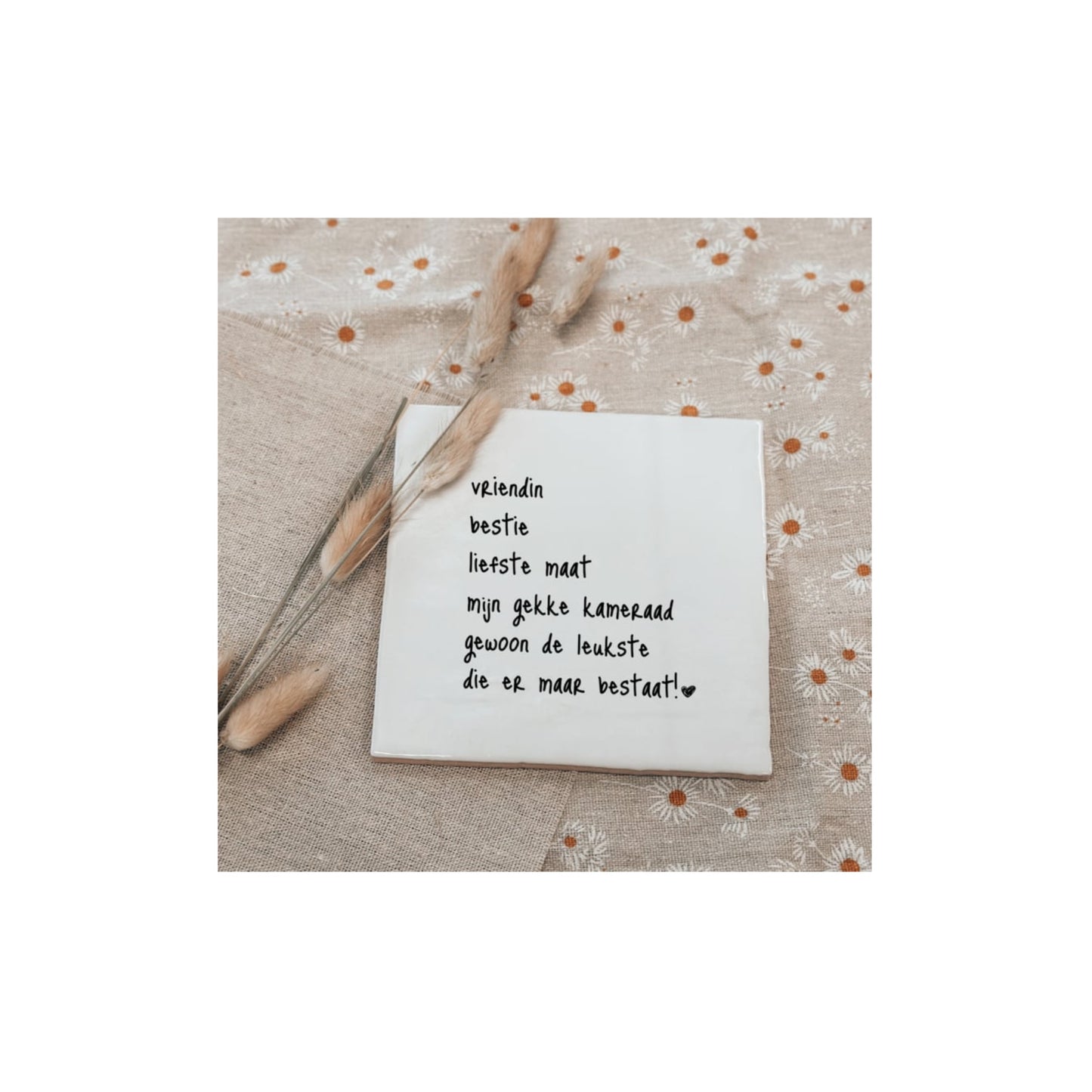 Tegeltje - vriendin - zwart/wit - 13 x 13 cm