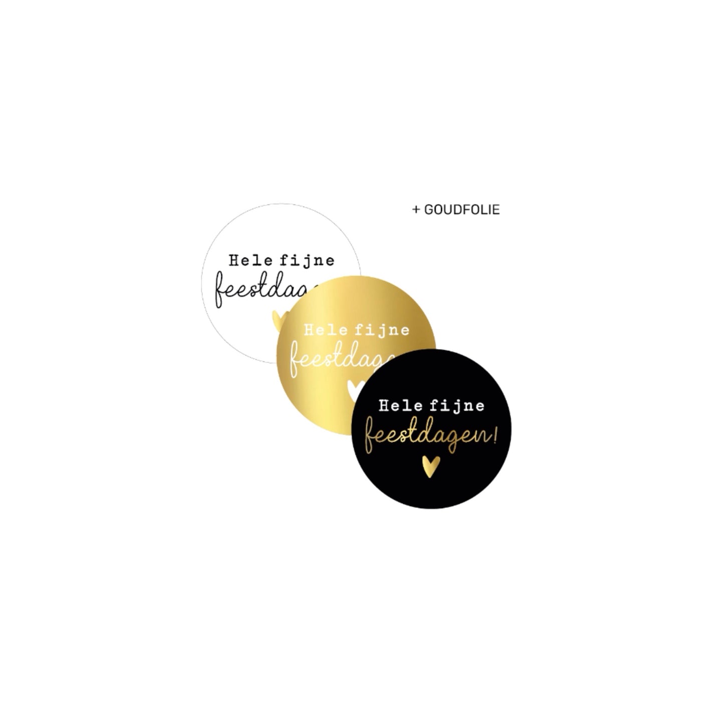 Cadeaustickers - hele fijne feestdagen - zwart/wit/goud - 9 stuks