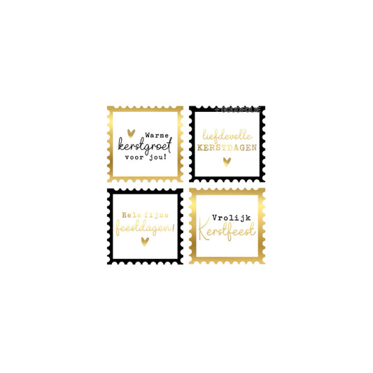 Cadeaustickers - kerst assorti - goud - 8 stuks
