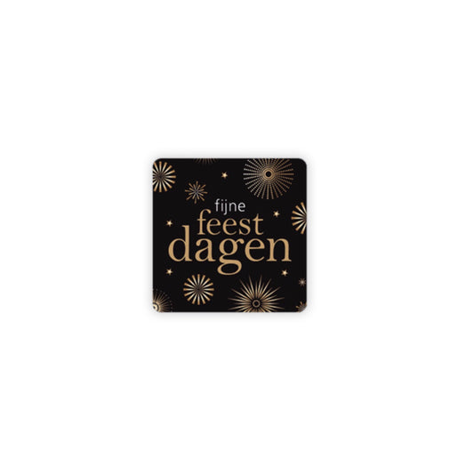 Cadeaustickers - fijne feestdagen - zwart - 10 stuks