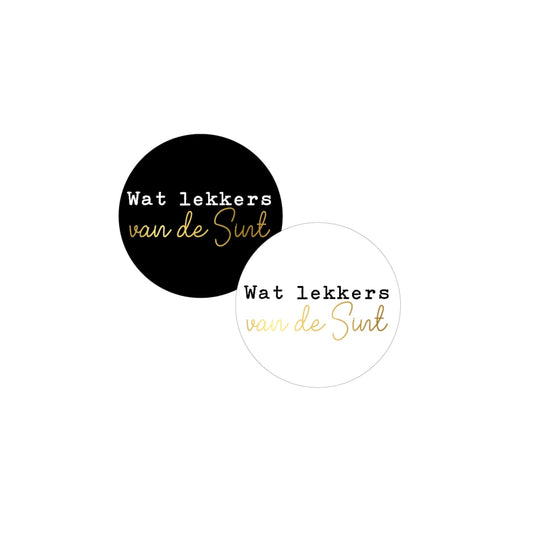 Cadeaustickers - wat lekkers van de sint - zwart/wit - 10 stuks