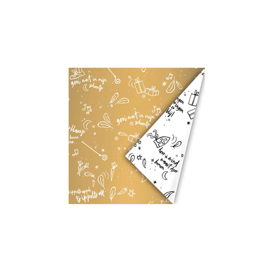 Cadeaupapier - sing along sint - goud - 30x200 cm