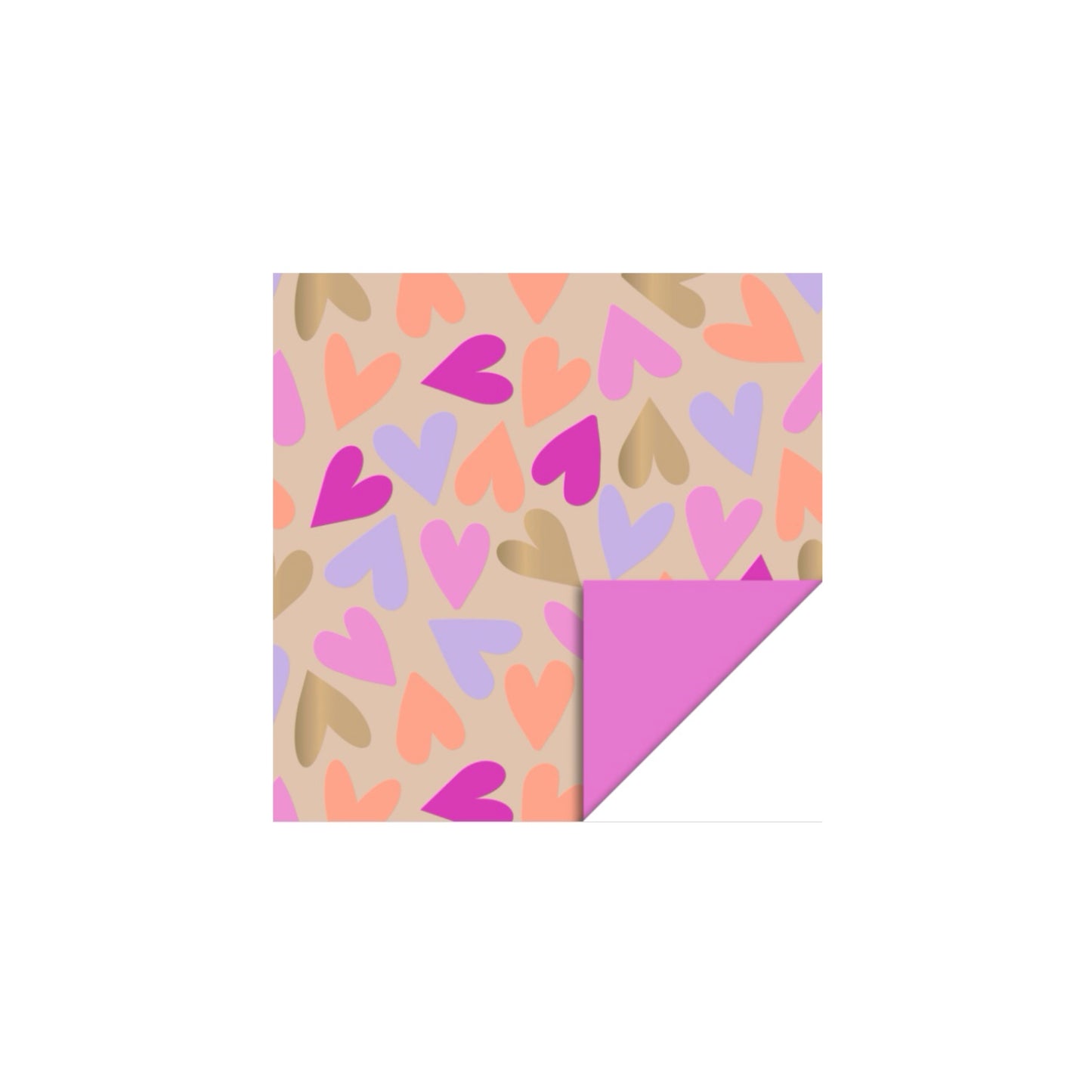 Cadeaupapier - colorful hearts - roze - 30x200 cm