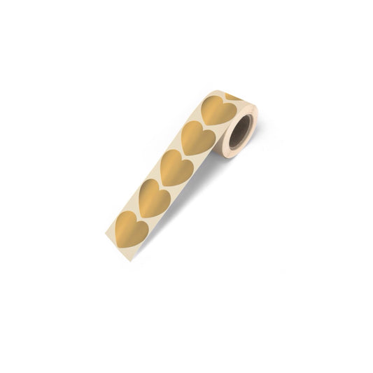 Cadeaustickers - hart - goud - 10 stuks