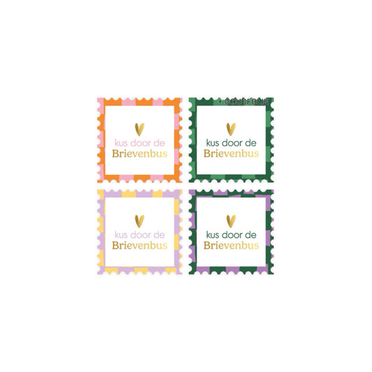 Cadeaustickers - kus door de brievenbus - meerkleurig - 8 stuks