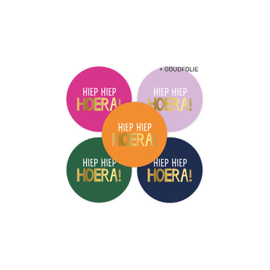 Cadeaustickers - hiep hiep hoera - meerkleurig - 10 stuks